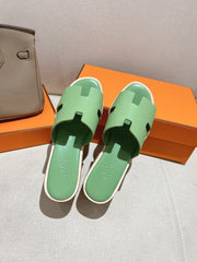 HM 25S HIGH WEDGE SANDALS IN LIGHT GREEN LAMBSKIN STYLE 1