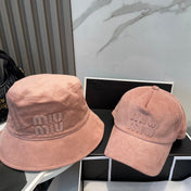 MM BUCKET IN PEACHY PINK VELVET WITH LOGO