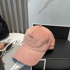 MM BASEBALL CAP IN PEACHY PINK VELVET