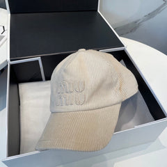 MM BASEBALL CAP IN CREAM WHITE VELVET