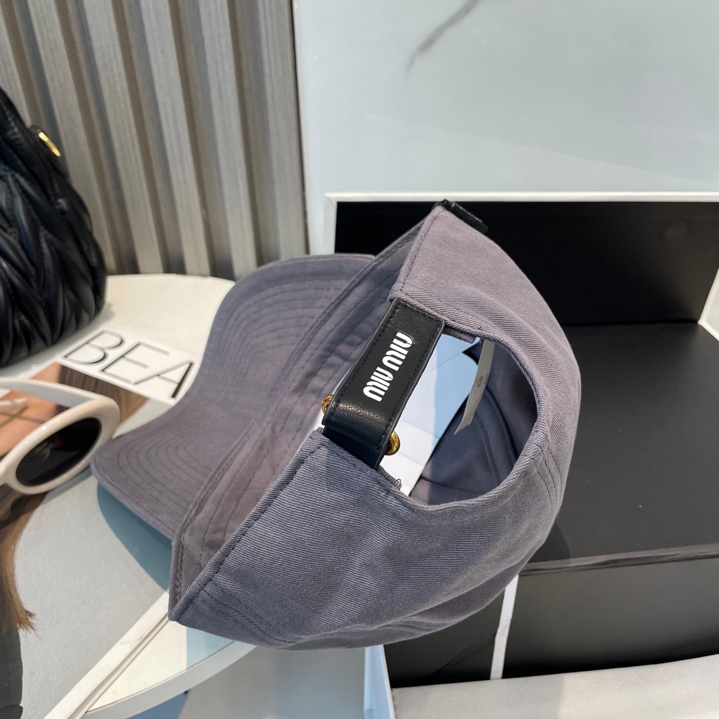 MM BASEBALL CAP IN GREY ORANGE FABRIC BRAND EMBROIDERY