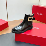 RANGERS CHELSEA BOOTS IN BLACK SHINY CALFSKIN GOLD BUCKLE