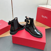 RANGERS CHELSEA BOOTS IN BLACK SHINY CALFSKIN GOLD BUCKLE