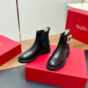 RANGERS CHELSEA BOOTS IN BLACK SMOOTH CALFSKIN CRYSTAL BUCKLE