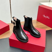 RANGERS CHELSEA BOOTS IN BLACK SMOOTH CALFSKIN CRYSTAL BUCKLE