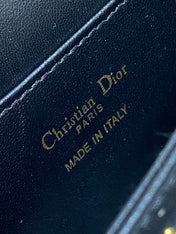 MINI FLAP BAG 18 IN BLACK LAMBSKIN WITH GOLD RHINSTONES