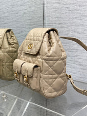 SMALL 23 CARO BACKPACK IN ALMOND BEIGE MACROCANNAGE LAMBSKIN