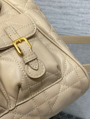 SMALL 23 CARO BACKPACK IN ALMOND BEIGE MACROCANNAGE LAMBSKIN