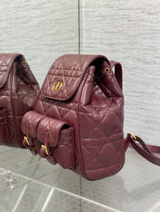 SMALL 23 CARO BACKPACK IN PLUM PURPLE MACROCANNAGE LAMBSKIN