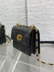 MISS CARO MINI 17 BAG IN BLACK MACROCANNAGE LAMBSKIN