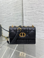 MISS CARO MINI 17 BAG IN BLACK MACROCANNAGE LAMBSKIN