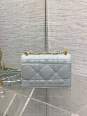 MISS CARO MINI 17 BAG IN CHROME GRAY MACROCANNAGE LAMBSKIN