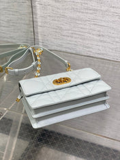 MISS CARO MINI 17 BAG IN CHROME GRAY MACROCANNAGE LAMBSKIN