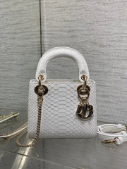 MINI 17 LADY BAG IN WHITE SNAKESKIN PATTERN LAMBSKIN