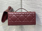 MISS CARO TOP HANDLE POUCH 24 IN TERRACOTTA RED MACROCANNAGE LAMBSKIN