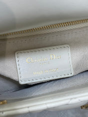 DIOR 25S MINI LADY DIOR BAG 17 IN IVORY CALFSKIN CHARM CRYSTAL EMBELLISHMENTS