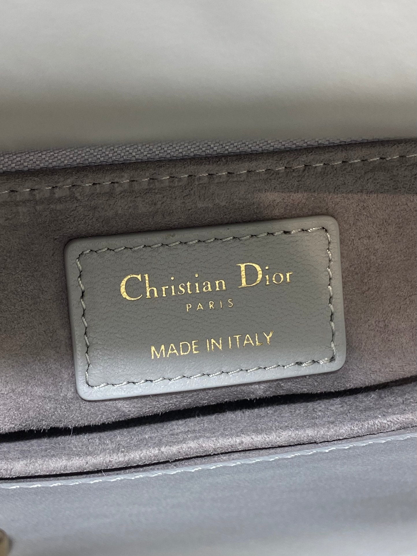 DIOR 25S LADY DIOR BAG 20 IN DARK GRAY CALFSKIN CHARM PEARL EMBELLISHMENTS