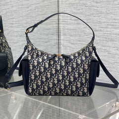 DIOR 25S MEDIUM D-DREAM BAG 24 IN BLUE DIOR OBLIQUE JACQUARD AND SMOOTH CALFSKIN