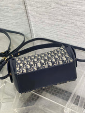 DIOR 25S MEDIUM D-DREAM BAG 24 IN BLUE DIOR OBLIQUE JACQUARD AND SMOOTH CALFSKIN