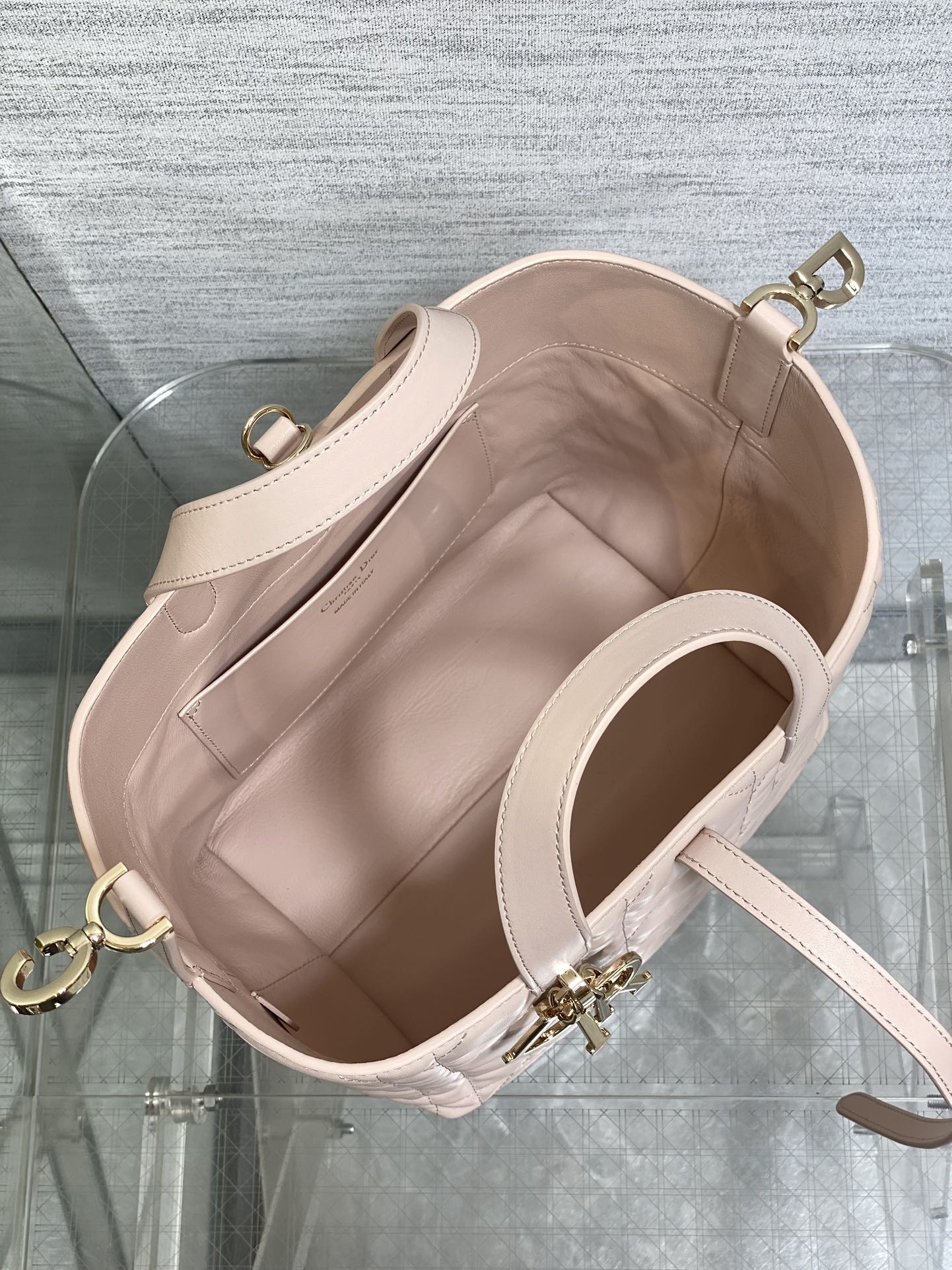 DIOR 25S ALWAYS BAG 22 IN LIGHT PINK MACROCANNAGE CALFSKIN GOLD HARDWRE