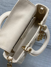 DIOR 25S SMALL LADY D-JOY 22 IN BEIGE LAMBSKIN GOLD HARDWARE