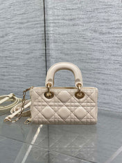 DIOR 25S MICRO LADY D-JOY 16 IN BEIGE LAMBSKIN GOLD HARDWARE