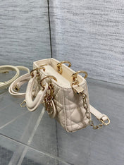 DIOR 25S MICRO LADY D-JOY 16 IN BEIGE LAMBSKIN GOLD HARDWARE
