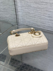 DIOR 25S MICRO LADY D-JOY 16 IN BEIGE LAMBSKIN GOLD HARDWARE