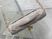 DIOR 25S DIOR TALK PHONE POUCH 21 IN DIRTY LILAC CANNAGE LAMBSKIN GOLD HARDWRE