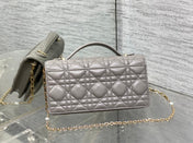 DIOR 25S DIOR TALK PHONE POUCH 21 IN DIRTY LILAC CANNAGE LAMBSKIN GOLD HARDWRE