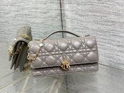 DIOR 25S DIOR TALK PHONE POUCH 21 IN DIRTY LILAC CANNAGE LAMBSKIN GOLD HARDWARE