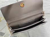 DIOR 25S DIOR TALK PHONE POUCH 21 IN DIRTY LILAC CANNAGE LAMBSKIN GOLD HARDWARE