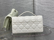 DIOR 25S DIOR TALK PHONE POUCH 21 IN WHITE CANNAGE LAMBSKIN SILVER HARDWARE