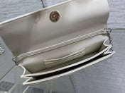 DIOR 25S DIOR TALK PHONE POUCH 21 IN WHITE CANNAGE LAMBSKIN SILVER HARDWARE
