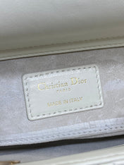DIOR 25S SMALL LADY D‑JOY BAG 22 IN IVORY CALFSKIN GOLD HARDWRE