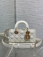 DIOR 25S SMALL LADY D‑JOY BAG 22 IN IVORY CALFSKIN GOLD HARDWRE