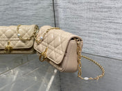 DIOR 25S DIOR TALK PHONE POUCH 18 IN LIGHT IVORY CANNAGE LAMBSKIN