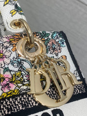 DIOR 25S SMALL LADY D-LITE BAG 24 IN MULTICOLOR DIOR FLOWERS CALENDAR ALLOVER EMBROIDERY