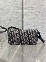 DIOR 25S 30 MONTAIGNE AVENUE BAG 23 IN BLUE CANVAS DIOR OBLIQUE JACQUARD