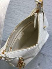 DIOR 25S SMALL VOYAGE BAG 23 IN IVORY FLAT MACROCANNAGE GRAINED CALFSKIN