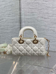 DIOR 25S MICRO LADY D-JOY 19 IN IVORY CALFSKIN GOLD HARDWRE