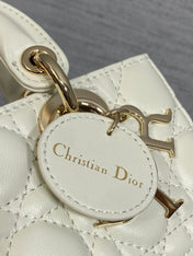 DIOR 25S MICRO LADY D-JOY 19 IN IVORY CALFSKIN GOLD HARDWARE