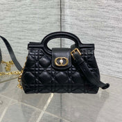 DIOR 25S JOLIE TOP HANDLE MINI BAG 18 IN BLACK CALFSKIN GOLD HARDWRE