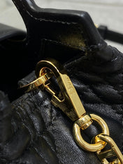 DIOR 25S JOLIE TOP HANDLE MINI BAG 18 IN BLACK CALFSKIN GOLD HARDWRE