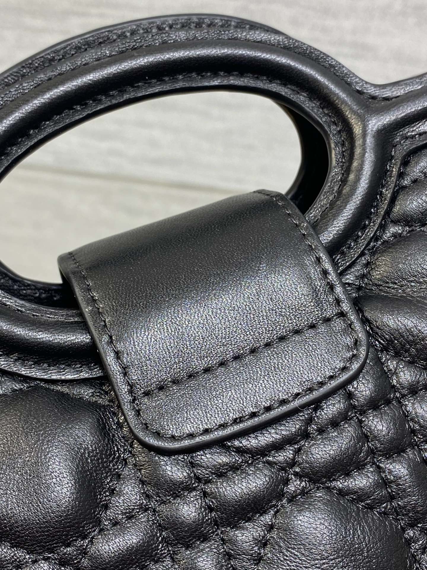 DIOR 25S JOLIE TOP HANDLE MINI BAG 18 IN BLACK CALFSKIN GOLD HARDWRE