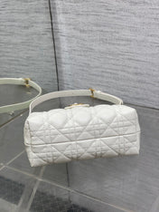 DIOR 25S JOLIE TOP HANDLE MINI BAG 18 IN WHITE CALFSKIN GOLD HARDWARE