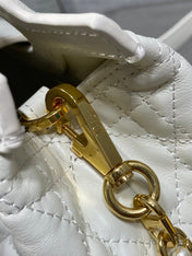 DIOR 25S JOLIE TOP HANDLE MINI BAG 18 IN WHITE CALFSKIN GOLD HARDWRE