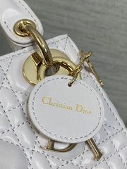 DIOR 25S MINI LADY DIOR BAG 17 IN LILAC CANNAGE CALFSKIN GOLD HARDWRE