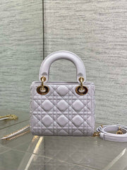 DIOR 25S MINI LADY DIOR BAG 17 IN LILAC CANNAGE CALFSKIN GOLD HARDWRE