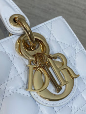 DIOR 25S SMALL LADY D‑JOY BAG 19 IN LIGHT BLUE CANNAGE CALFSKIN GOLD HARDWARE